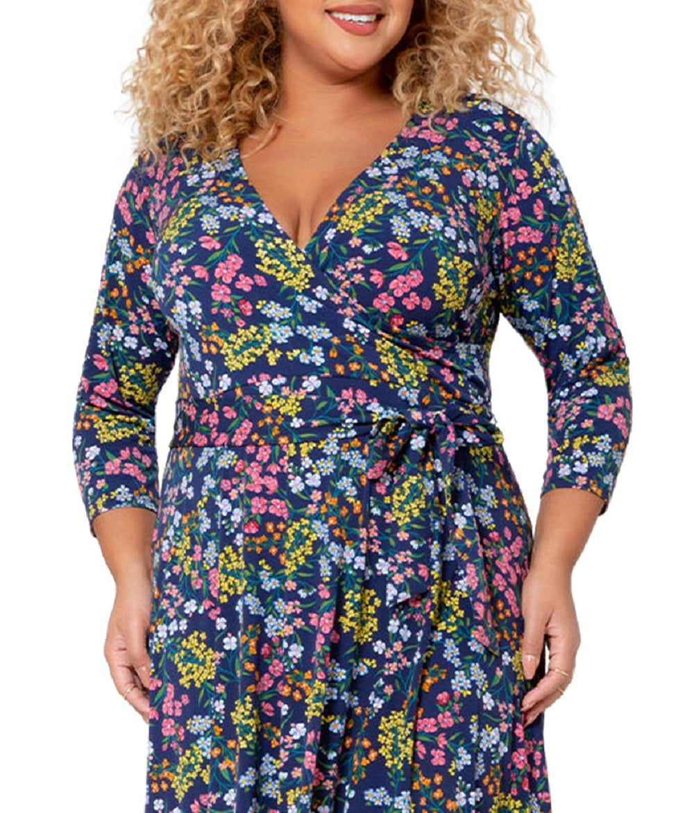 Vestido envelope falso feminino Leota azul