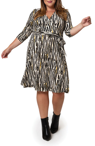 Vestido envelope perfeito Leota Inky Zebra para mulheres, preto