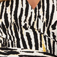Vestido envelope perfeito Leota Inky Zebra para mulheres, preto