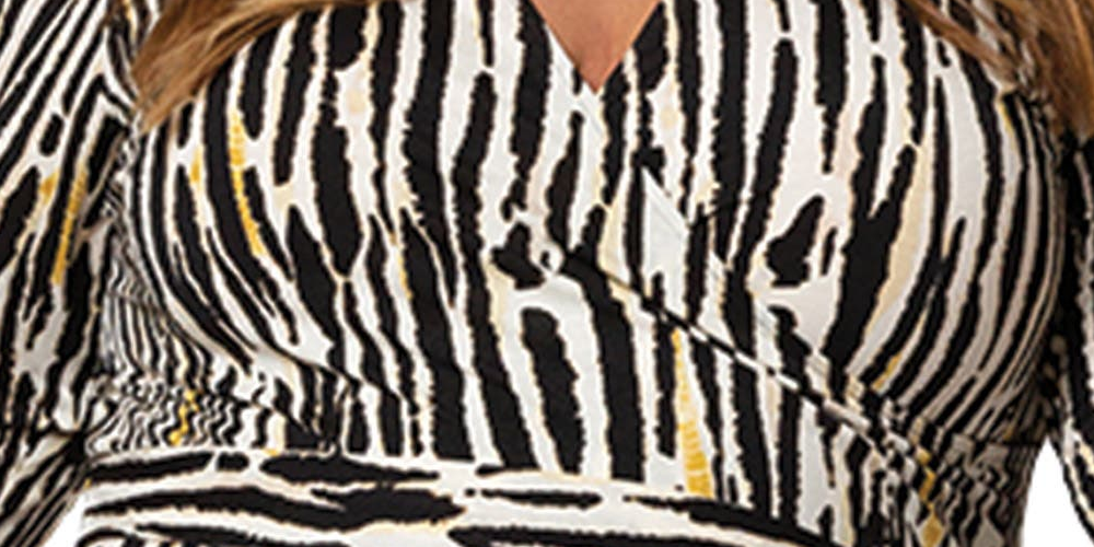 Vestido envelope perfeito Leota Inky Zebra para mulheres, preto