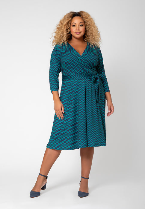 Vestido envelope perfeito feminino Leota (curva) azul