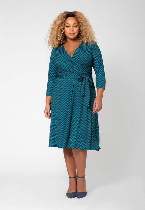 Vestido envelope perfeito feminino Leota (curva) azul