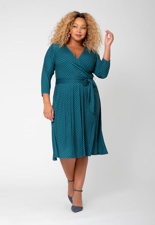 Vestido envelope perfeito feminino Leota (curva) azul