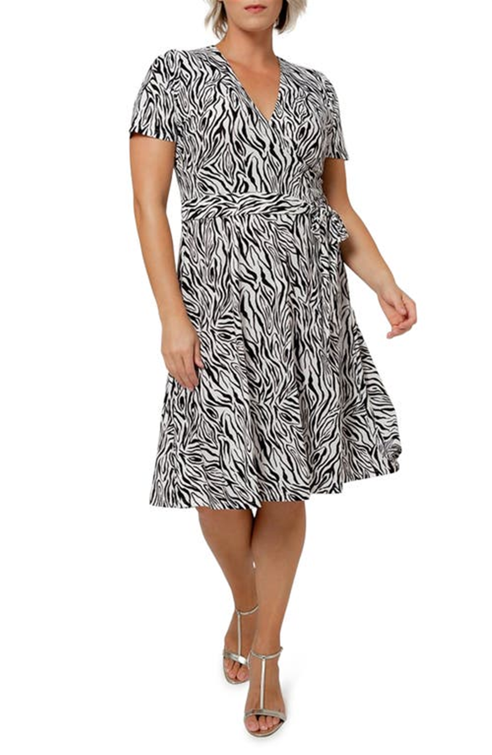 Vestido midi envelope perfeito feminino Leota, preto, tamanho 3X