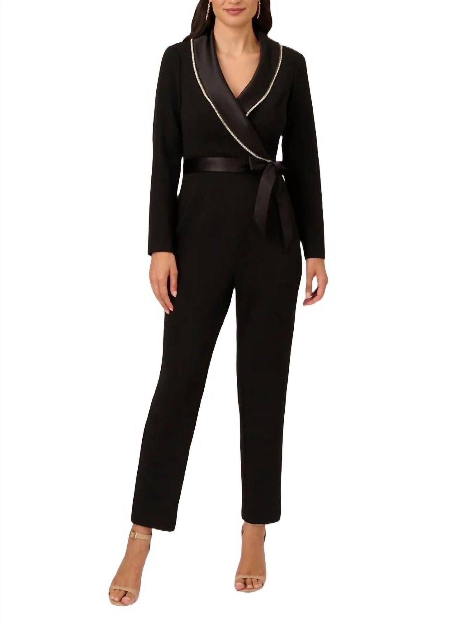 Adrianna Papell - Tie Waist Crepe Jumpsuit