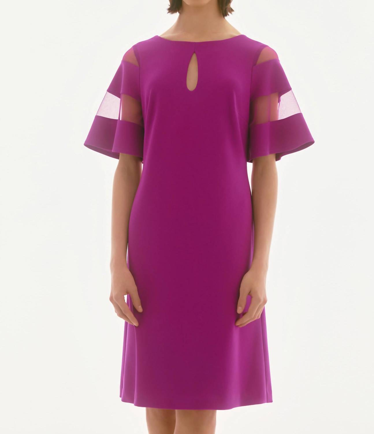 Joseph Ribkoff - Mesh Sleeve Insert A-line Dress