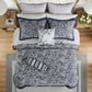 12 Piece Comforter Set with Cotton Bed Sheets Navy Cal King
