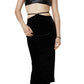 Nia - Velvet Tie Waist Midi Skirt