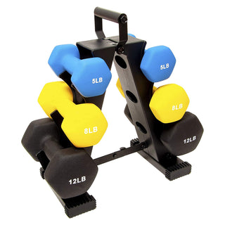 Conjunto de halteres revestidos de neoprene BalanceFrom Fitness de 5, 8 e 12 libras com suporte
