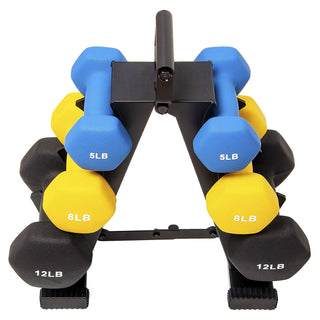 Conjunto de halteres revestidos de neoprene BalanceFrom Fitness de 5, 8 e 12 libras com suporte