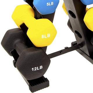 Conjunto de halteres revestidos de neoprene BalanceFrom Fitness de 5, 8 e 12 libras com suporte