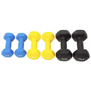 Conjunto de halteres revestidos de neoprene BalanceFrom Fitness de 5, 8 e 12 libras com suporte