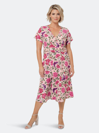 Vestido MIDI com estampa floral Amiya para mulheres Leota, vermelho, tamanho 1X