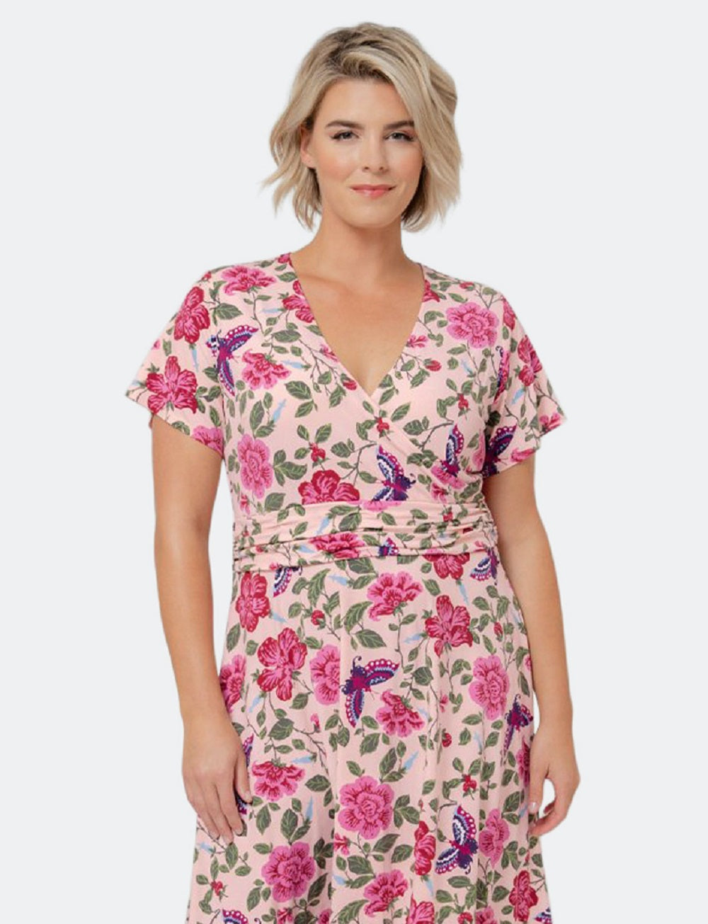 Vestido MIDI com estampa floral Amiya para mulheres Leota, vermelho, tamanho 1X