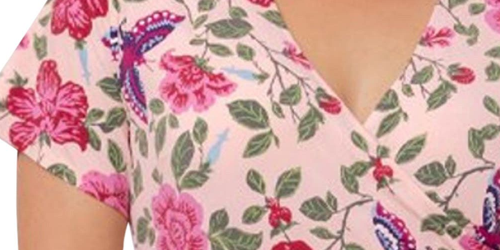 Vestido MIDI com estampa floral Amiya para mulheres Leota, rosa, tamanho 2X