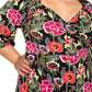 Vestido Leota Curve Sweetheart Becca Garden Party Preto Multicolorido