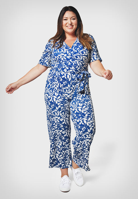 Macacão feminino Leota Kayla em dois tons floral azul