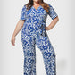 Macacão feminino Leota Kayla em dois tons floral azul