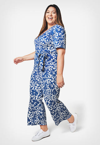Macacão feminino Leota Kayla em dois tons floral azul