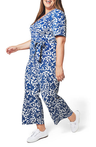 Macacão feminino Leota Kayla em dois tons floral azul