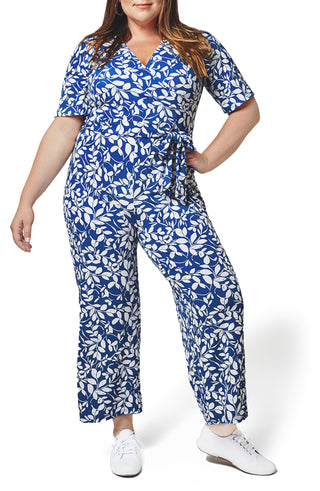 Macacão feminino Leota Kayla em dois tons floral azul