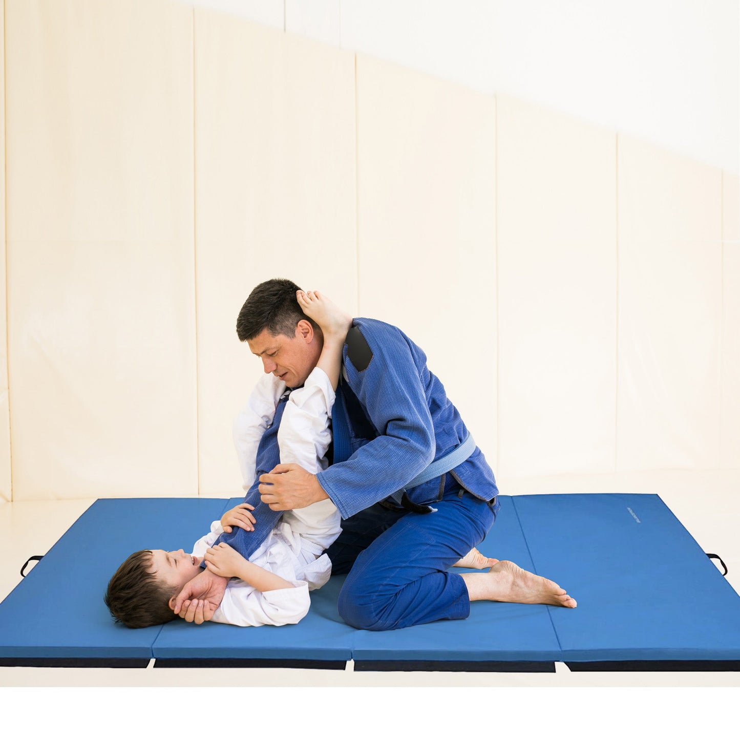 Tapete de ginástica dobrável multiuso BalanceFrom Fitness 120 x 48", azul