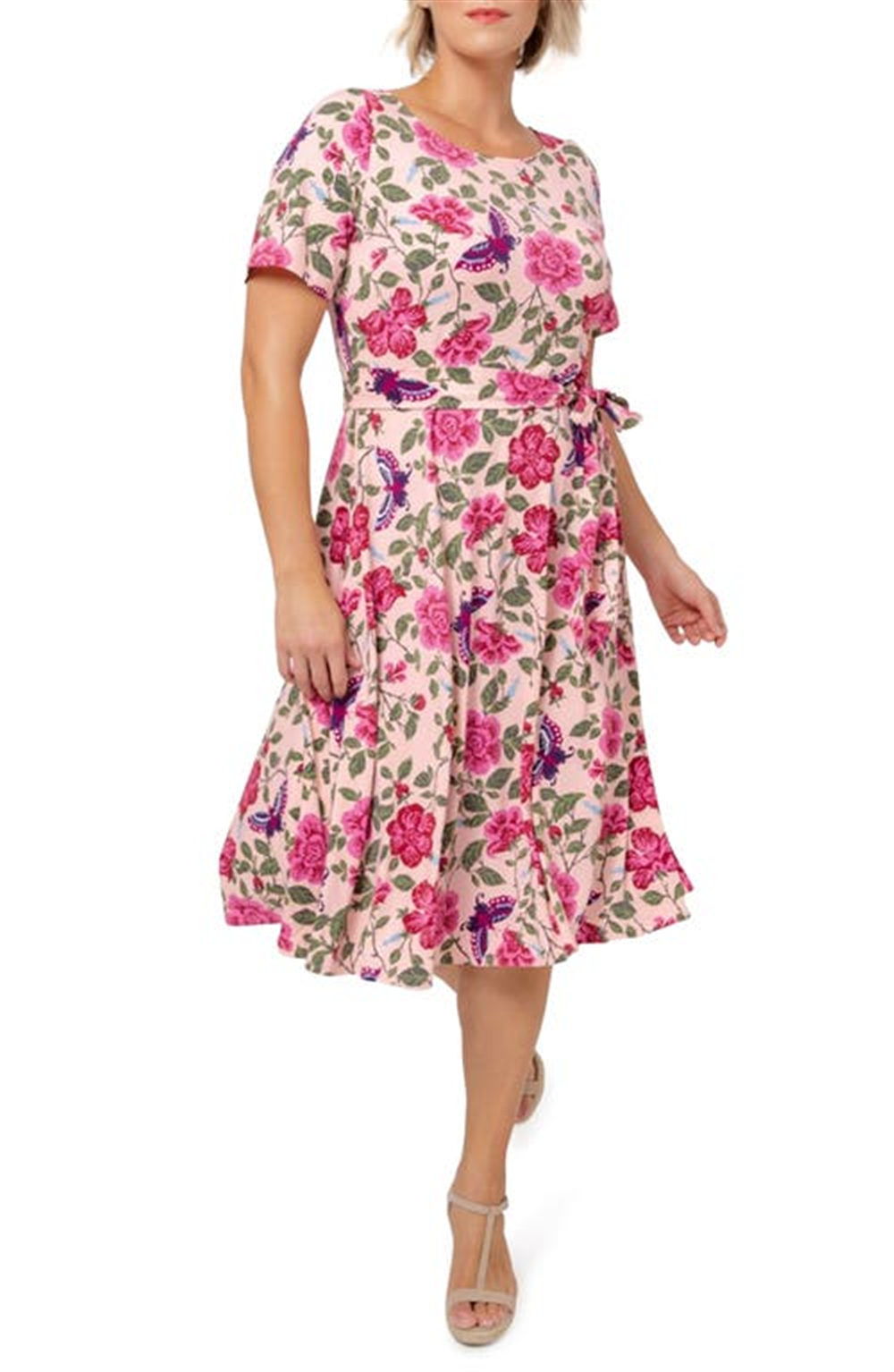 Vestido floral Giselle feminino Leota rosa tamanho 2X