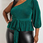 The Curve La - Plus Size One Shoulder Peplum Top With Tie