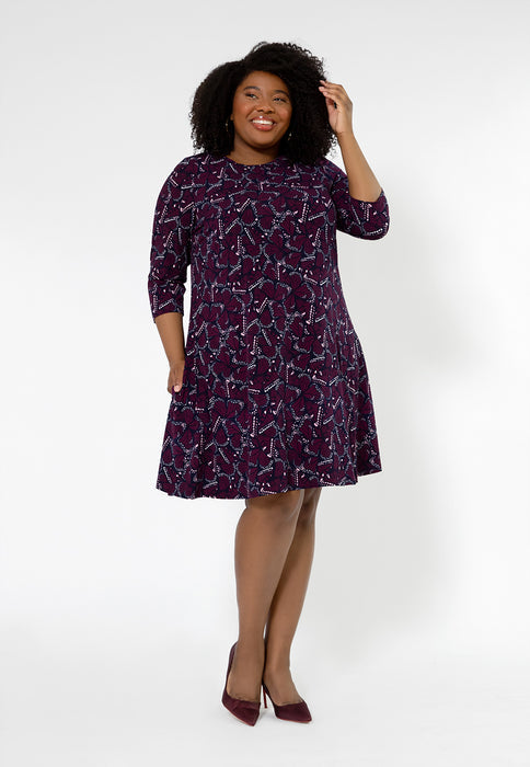 Vestido Melanie com manga 3/4 Leota Feminino (Curve) Roxo Tamanho 2X