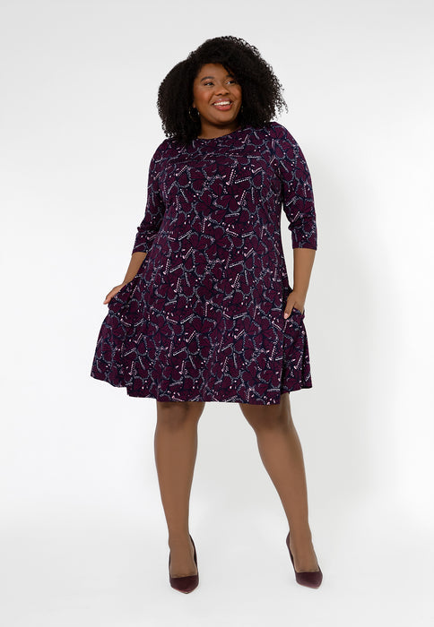 Vestido Melanie com manga 3/4 Leota Feminino (Curve) Roxo Tamanho 2X