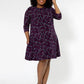 Vestido Melanie com manga 3/4 Leota Feminino (Curve) Roxo Tamanho 2X
