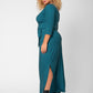 Vestido longo feminino Leota Perfect Wrap verde tamanho 1X