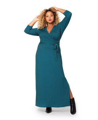 Vestido longo feminino Leota Perfect Wrap verde tamanho 3X