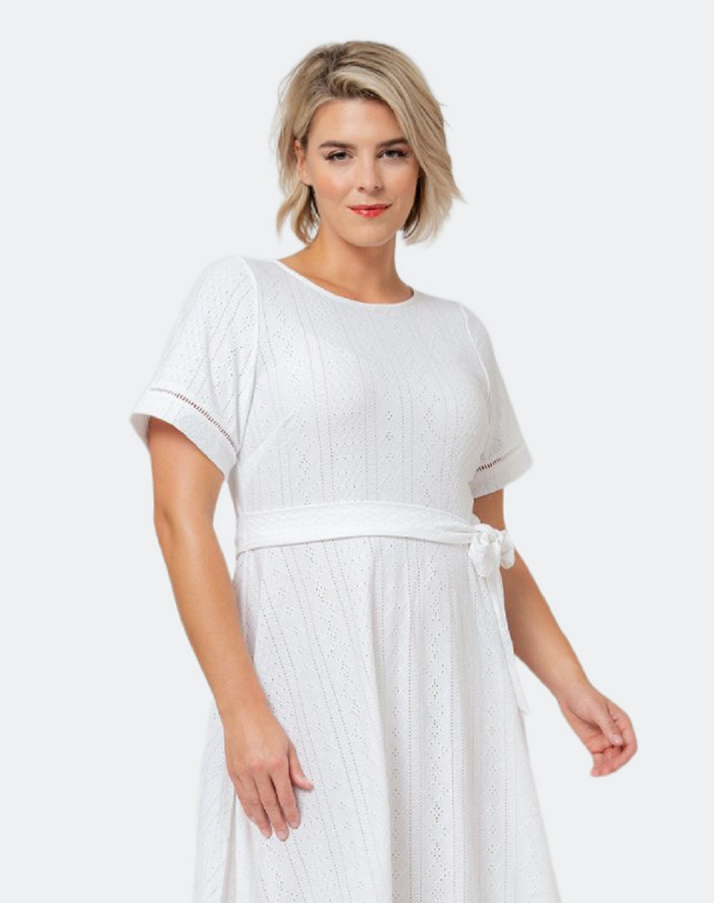Vestido de malha com ilhós Genesis para mulheres Leota, branco, tamanho 1X