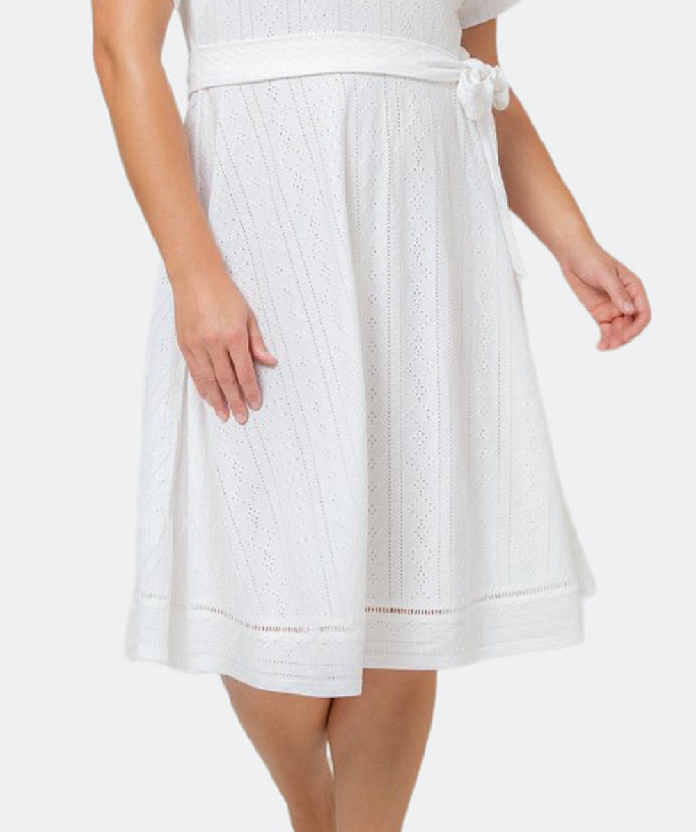 Vestido de malha com ilhós Genesis para mulheres Leota, branco, tamanho 1X