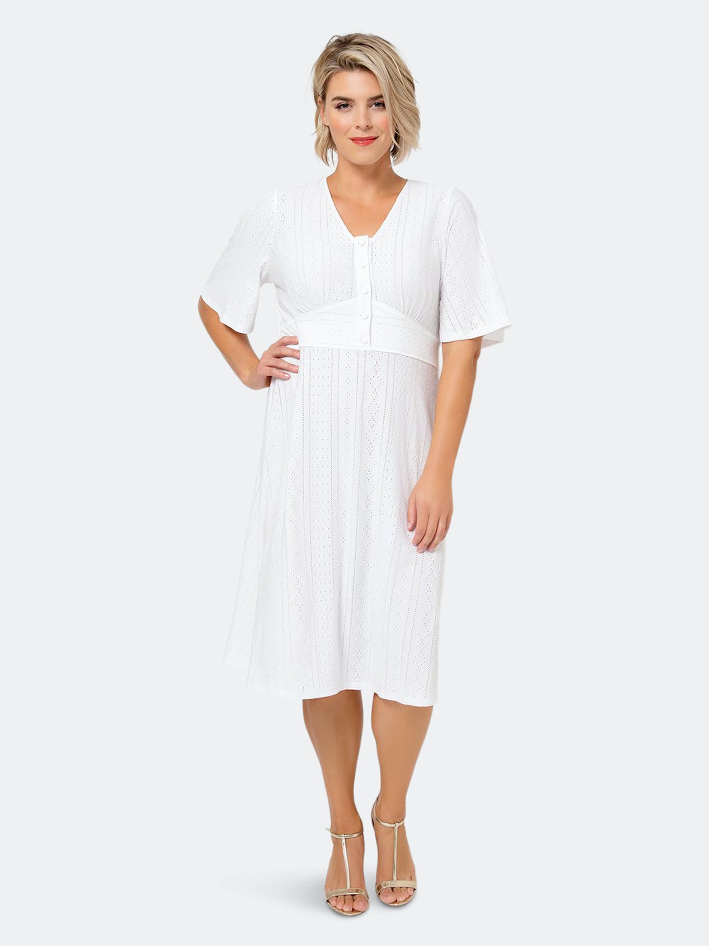 Vestido Aaliyah com ilhós Leota Feminino Branco (Curvo) 2X