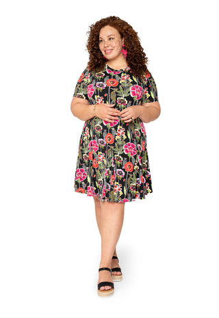Leota Curve Serenity Dress Garden Party Black Multi