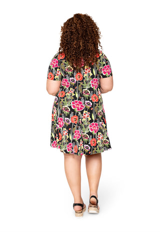 Vestido Leota Curve Serenity Garden Party Preto Multicolorido
