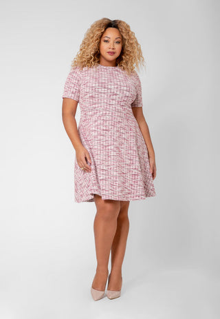 Leota Women's Short Sleeve Mackenzie Dress in Pink Multi (Curve)