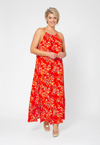 Vestido longo floral Cameron da Leota para mulheres, rosa, tamanho 3X