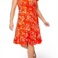 Vestido envelope falso de malha floral Monique da Leota feminino, laranja, tamanho 2X