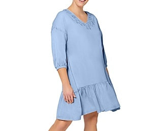 Vestido-camisa bordado Luna feminino Leota azul