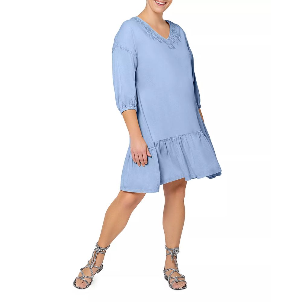 Vestido-camisa bordado Luna feminino Leota azul