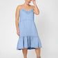 Vestido de verão feminino Leota Esmeralda bordado com bainha em camadas de algodão Chambray, azul, tamanho 3X