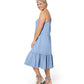 Vestido de verão feminino Leota Esmeralda bordado com bainha em camadas de algodão Chambray, azul, tamanho 3X