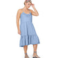 Vestido de verão feminino Leota Esmeralda bordado com bainha em camadas de algodão Chambray, azul, tamanho 2X