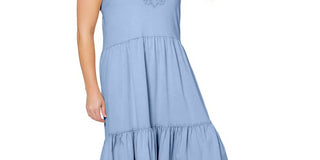 Vestido sem mangas em camadas Esmeralda da Leota para mulheres, azul