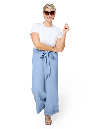 Vestido Lupita Culottes Leota Feminino em Azul Chambray 3X Azul Lord &amp; Taylor Tamanho 3XL