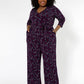 Macacão feminino Leota Leia com decote em V (curvo) roxo tamanho 3X