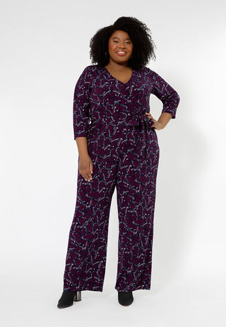 Macacão feminino Leota Leia com decote em V (curvo) roxo
